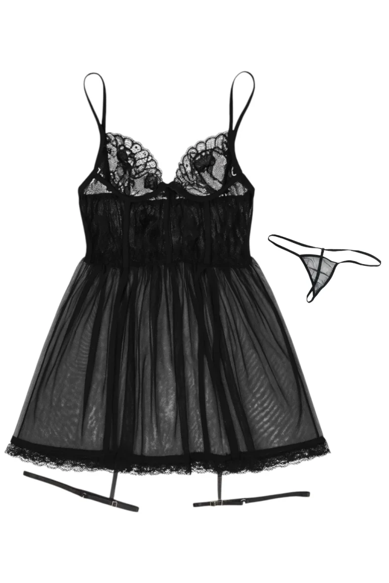 لانجري نسائي – تصميم أنثوي فاخر من الدانتيل