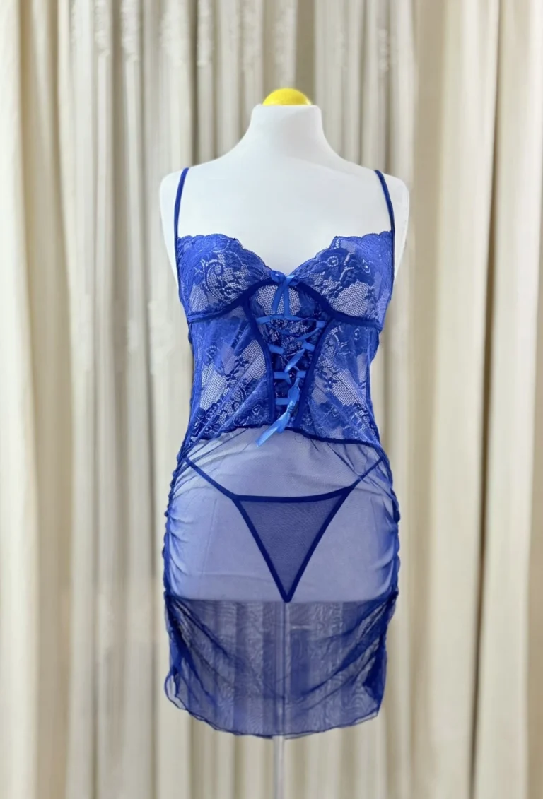 طقم لانجري دانتيل أزرق