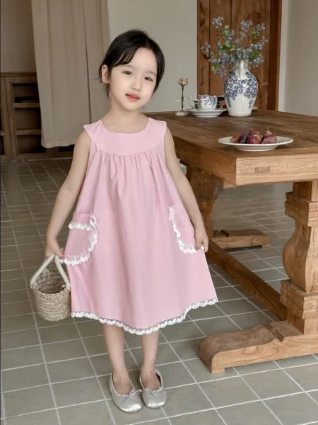 فستان صيفي كيوت وردي