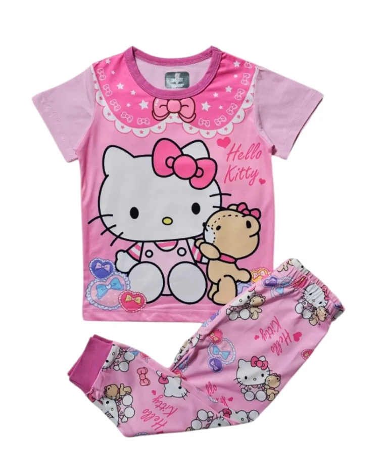 بيجامة اطفال ورديه هيللو كاتي