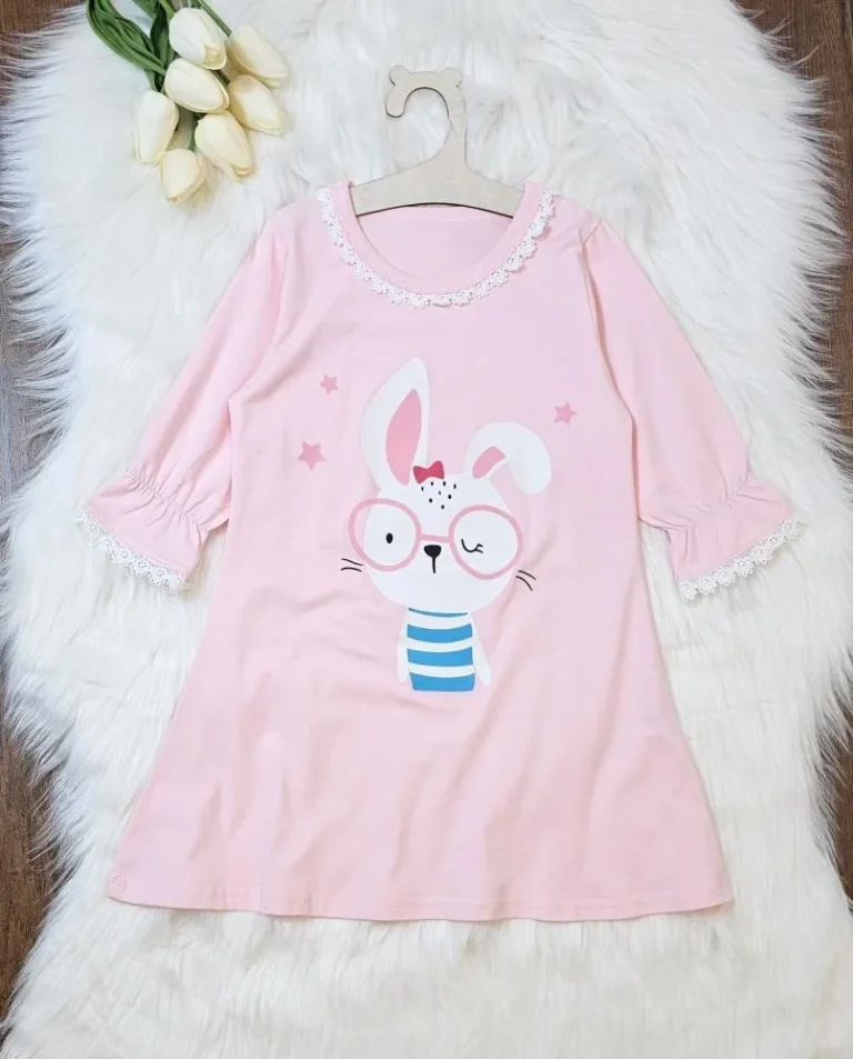 فستان بناتي برسوم كرتونيه للمنزل