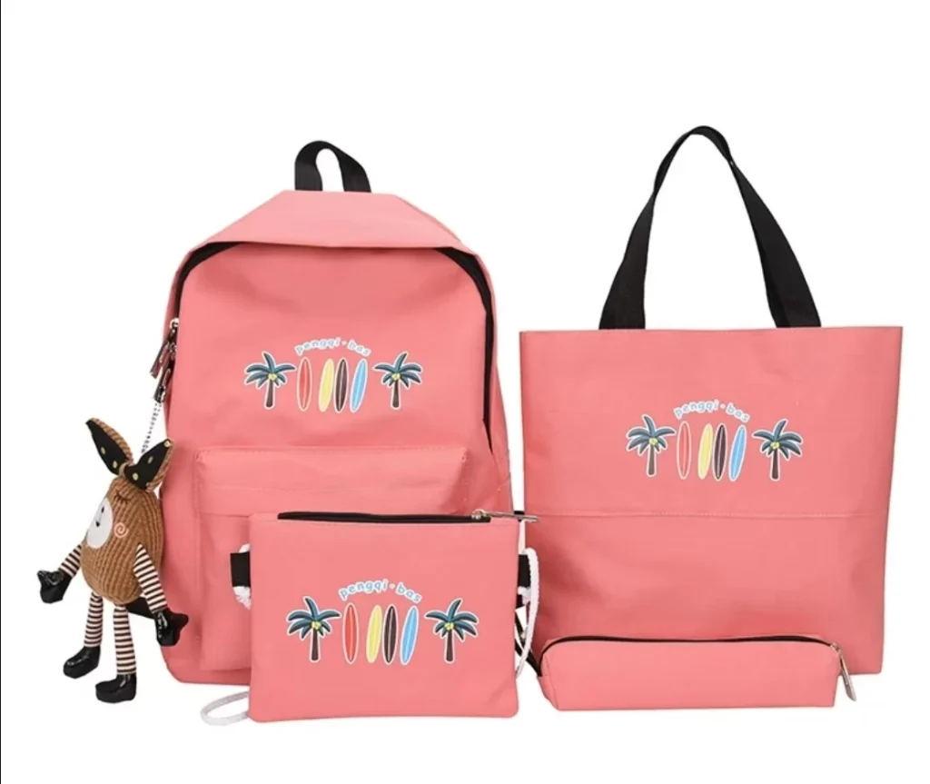 طقم شنط مدرسة 4 قطع لون بيبي روز