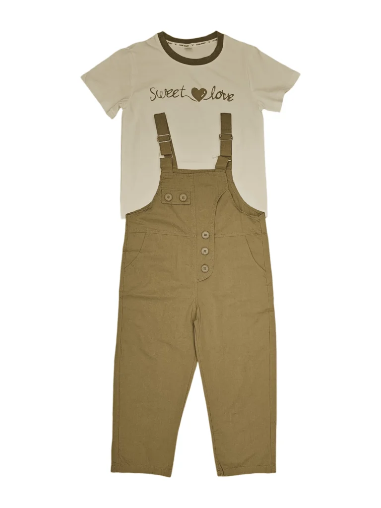 طقم بناتي صيفي بنطلون بعلاقي