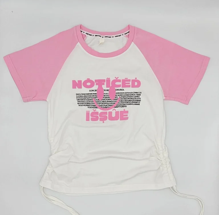 تيشرت بناتي  صيفي باللون الابيض والوردي