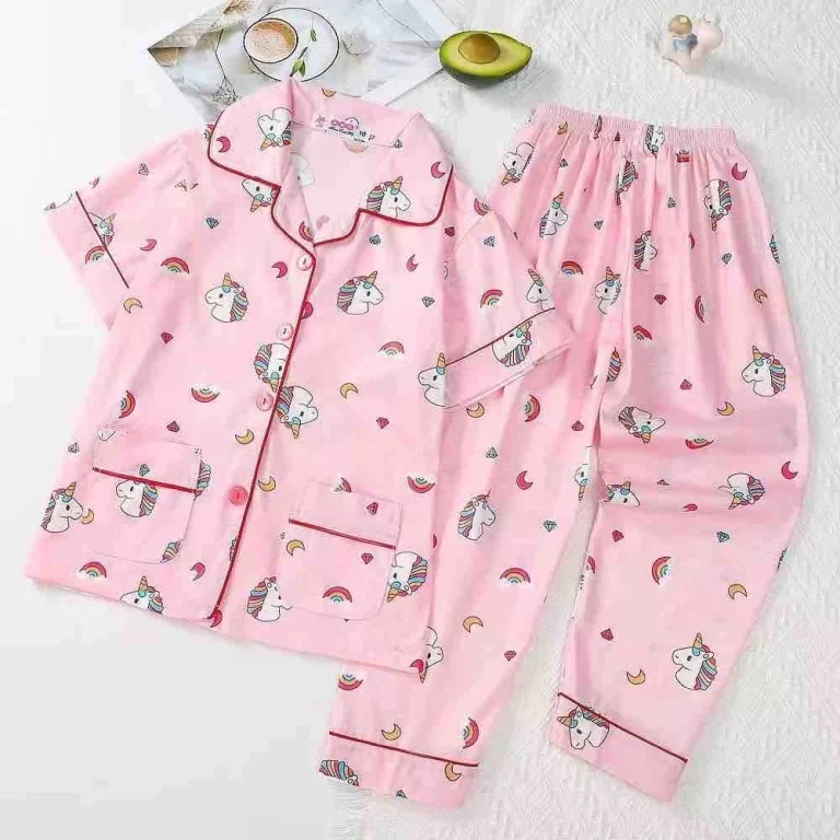 بيجاما ورديه للبنات من قطعتين