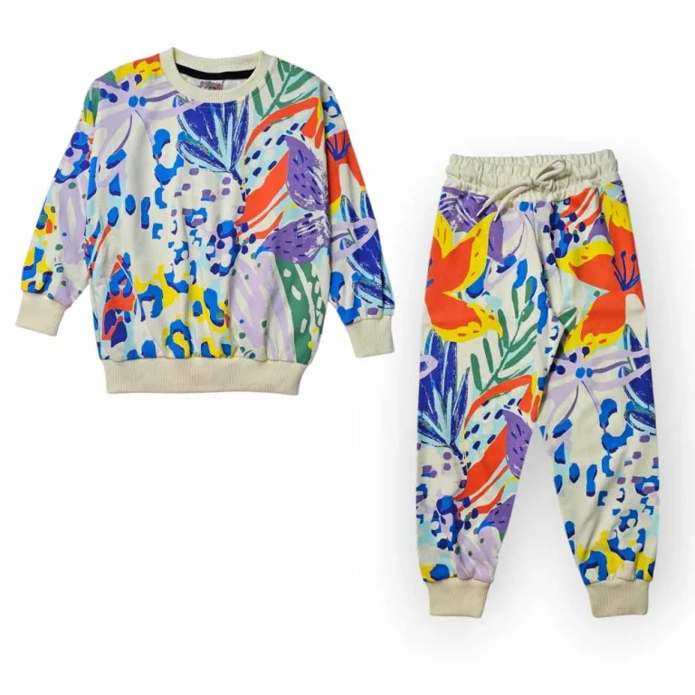 طقم  بناتي بالوان متداخله