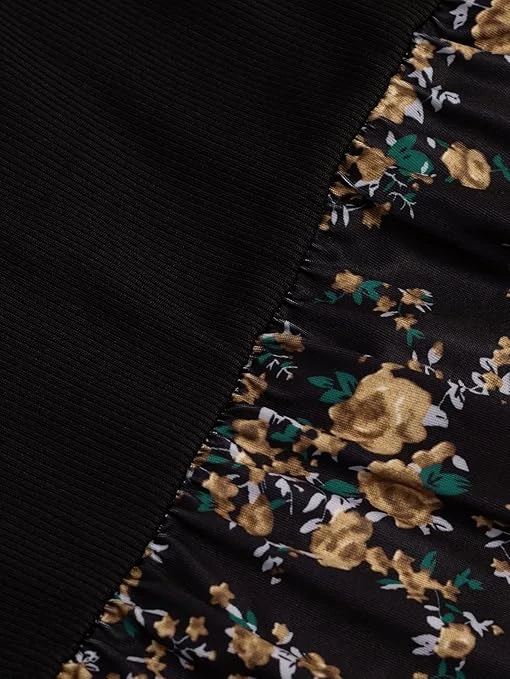 فساتين للبنات برقبة دائرية ضيقة واكمام قصيرة وطبعة زهور لحفلات العطلات من كاسوا