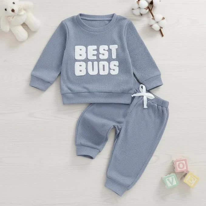 طقم ملابس للأطفال الرضع (بنين وبنات) - قميص وسروال بأكمام طويلة، قماش ناعم ومريح