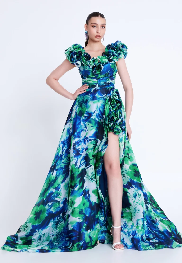 فستان سهرة  انيق ملون