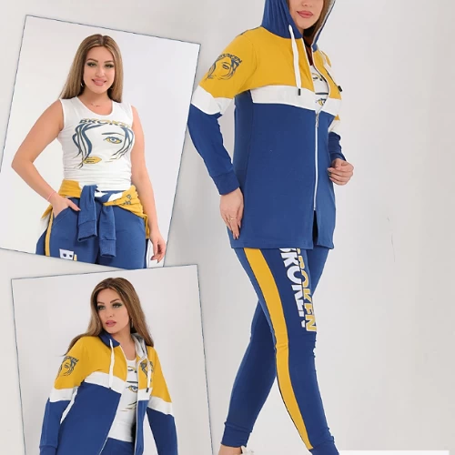 طقم نسائي من القطن المصري من ثلاث قطع