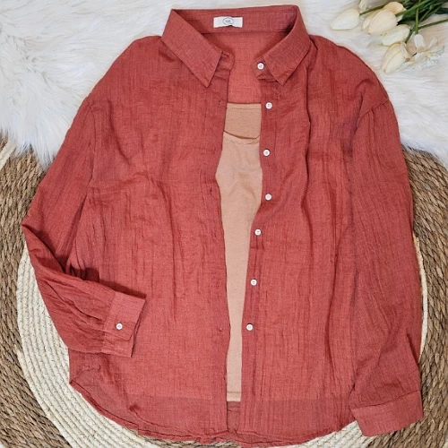 قميص للنساء كاجوال بلون موحد