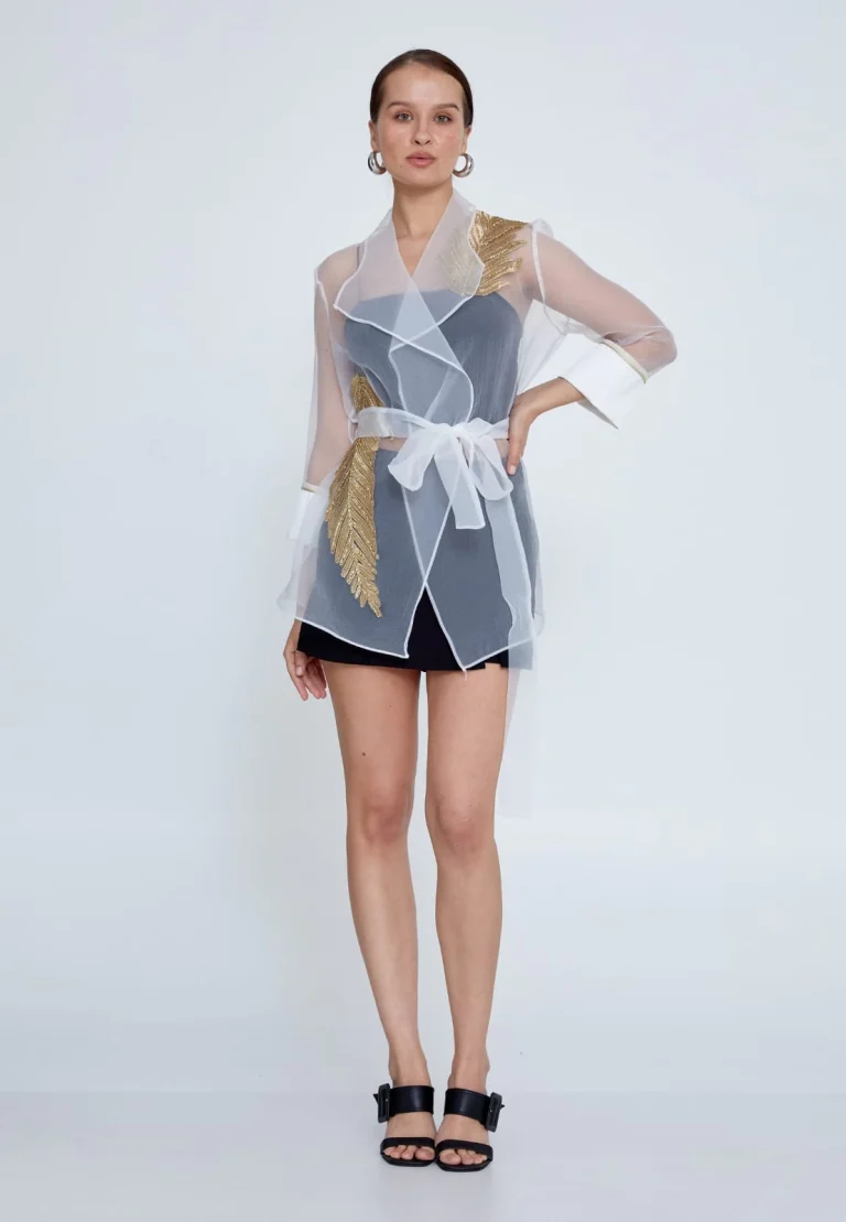 سترة شيفون ابيض