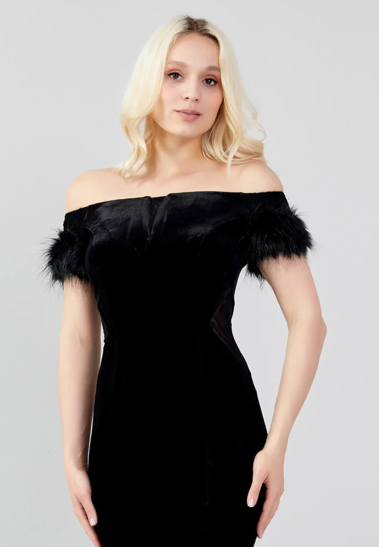 فستان سهره اسود بقصه الاوف شولدر