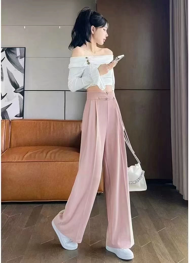 بنطلون واسع باللون الوردي