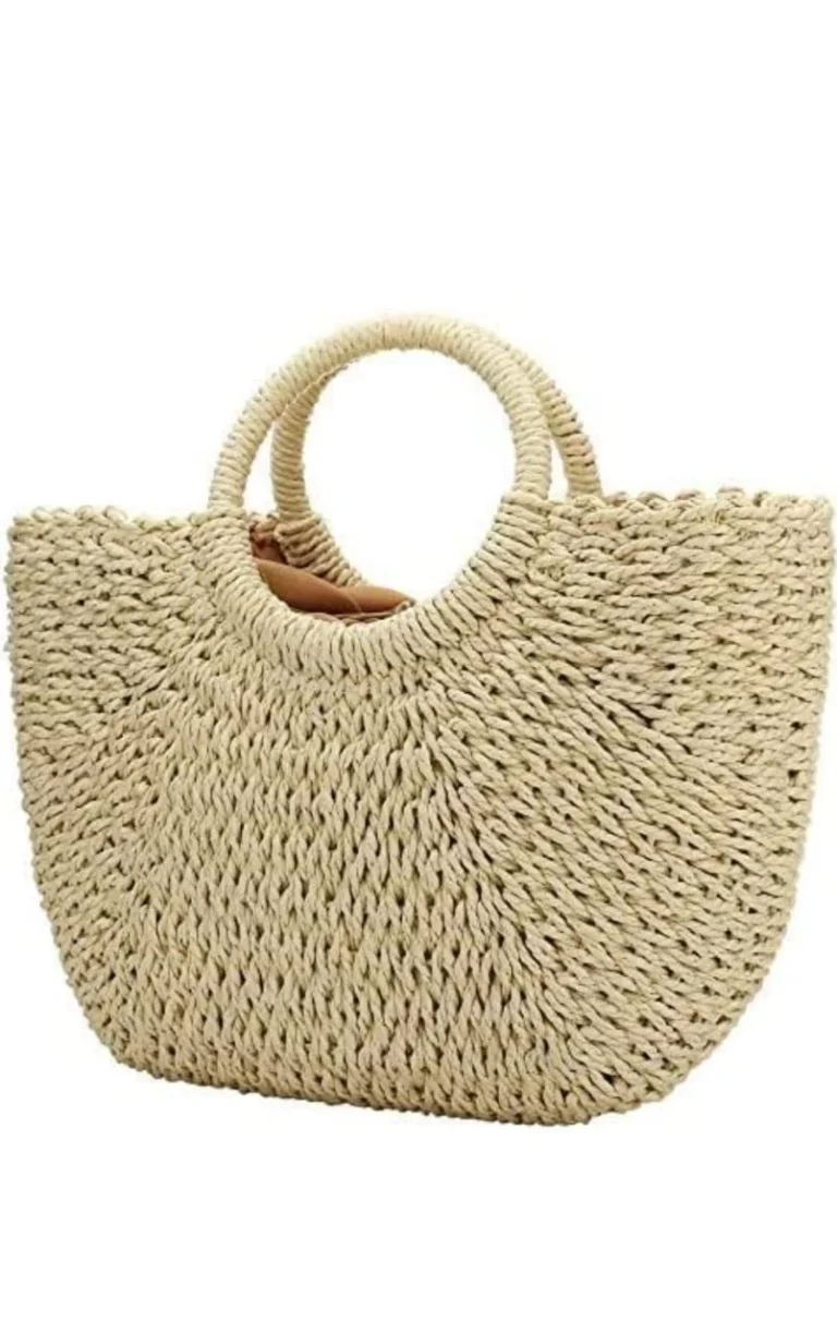 حقيبه من القش بتصميم عصري