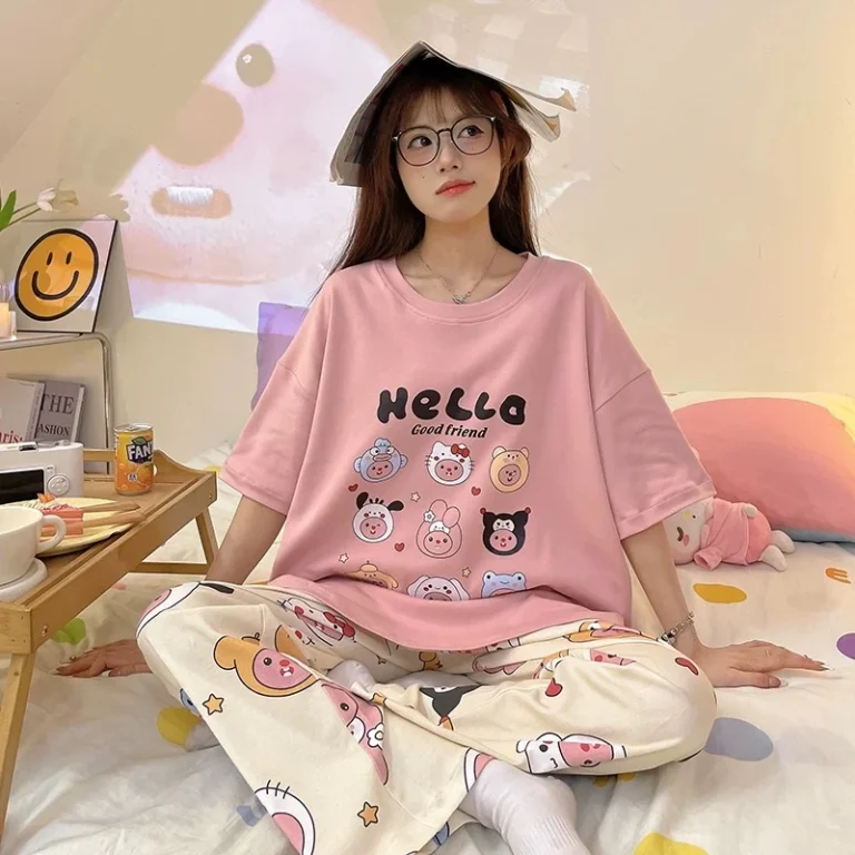 “بيجاما كاجوال برسومات كرتونية لطيفة ومريحة”