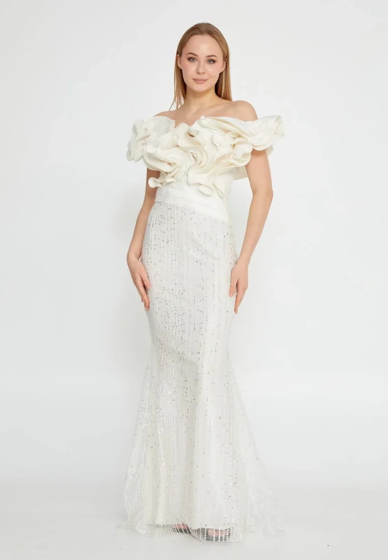 فستان اوروبي طويل أنيق سكري