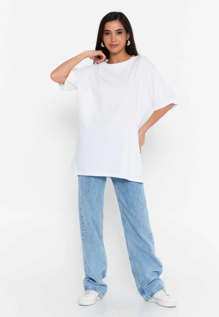 بلوزة قطنية واسعة تركية بطباعة خلفية