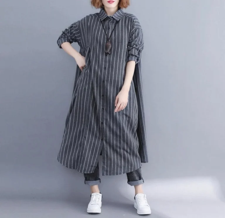 قميص طويل مقلم