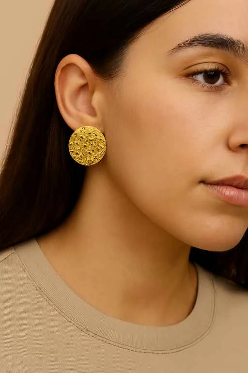 حلق دائري بلمعة ذهبية فنية