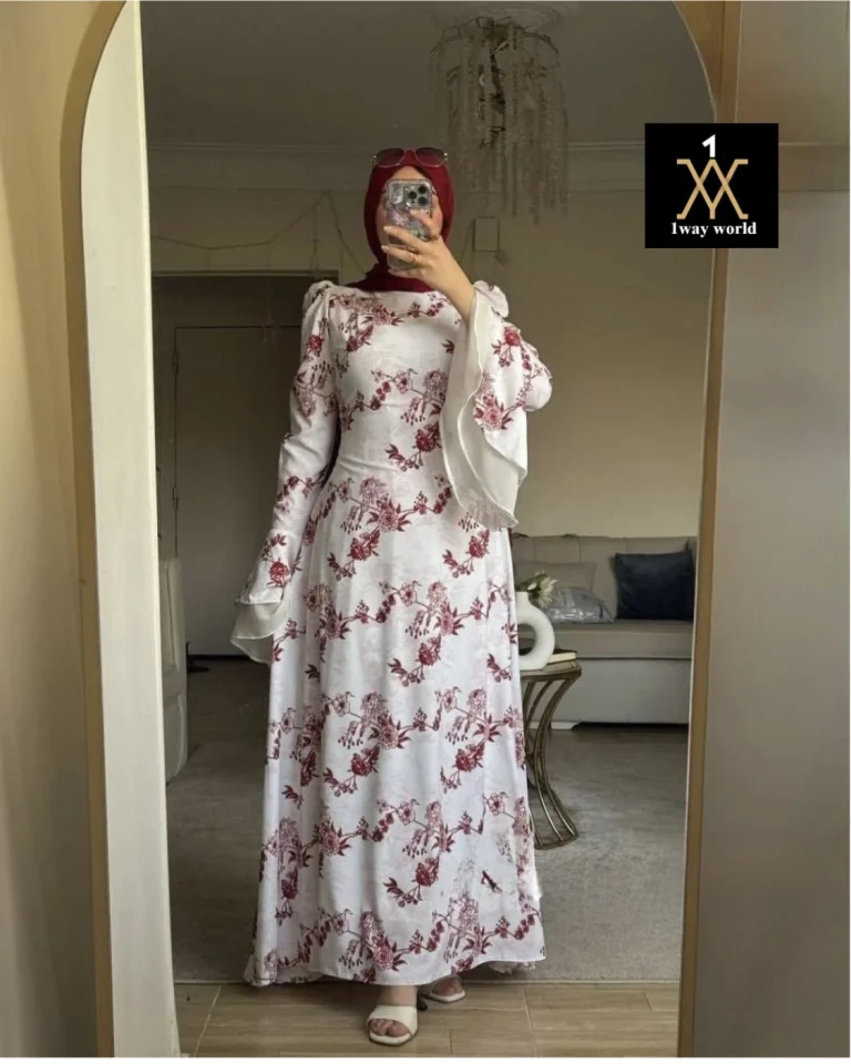 فستان رويال مطبوع بكورسيه خلفي