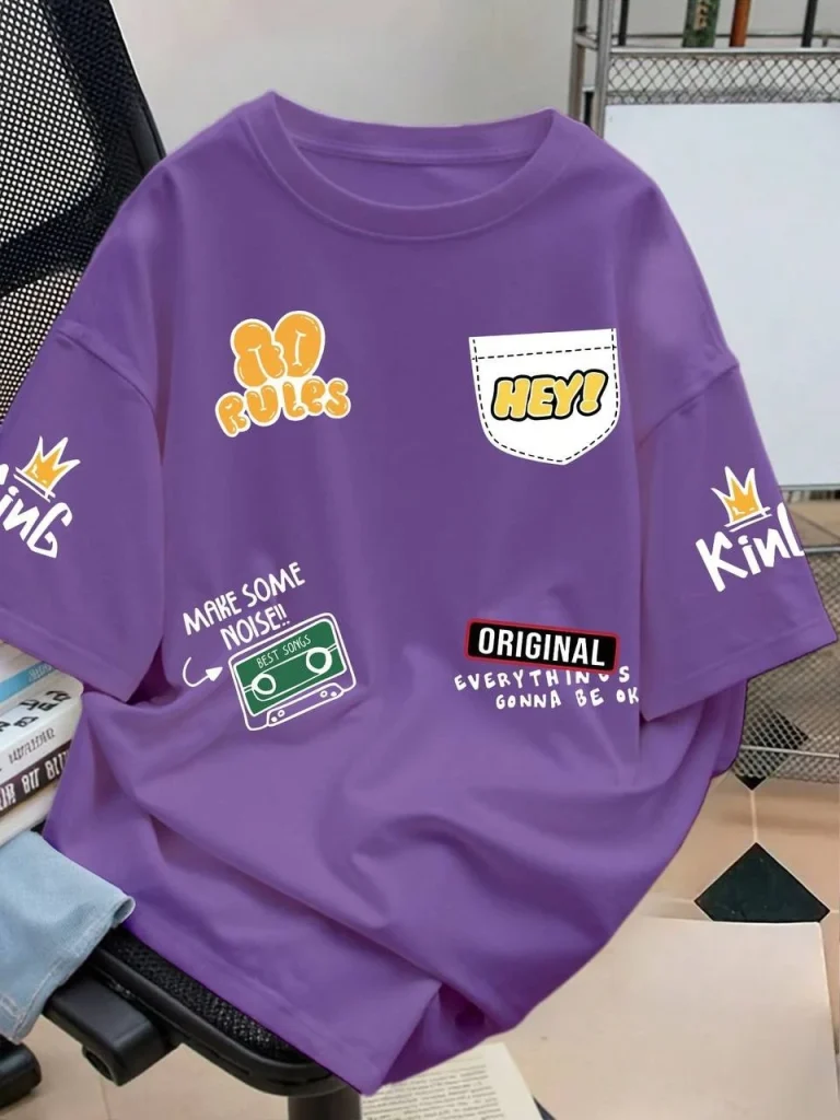 تيشيرت أوفرسايز بطبعات كرتونية متنوعة