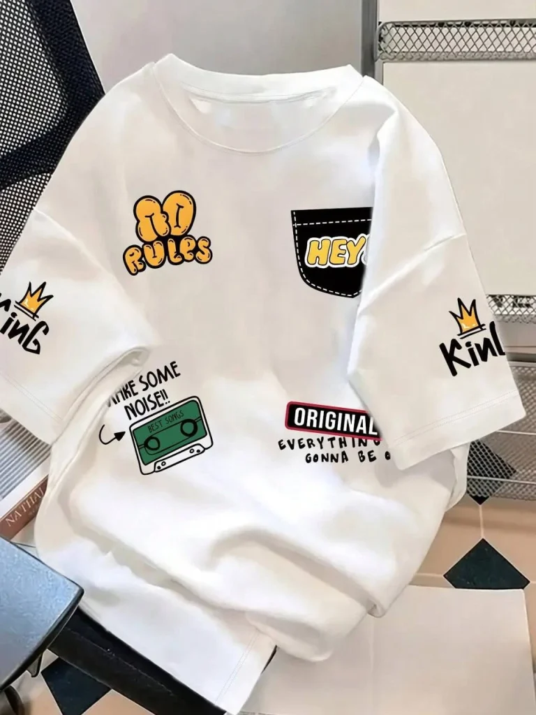 تيشيرت أوفرسايز بطبعات كرتونية متنوعة