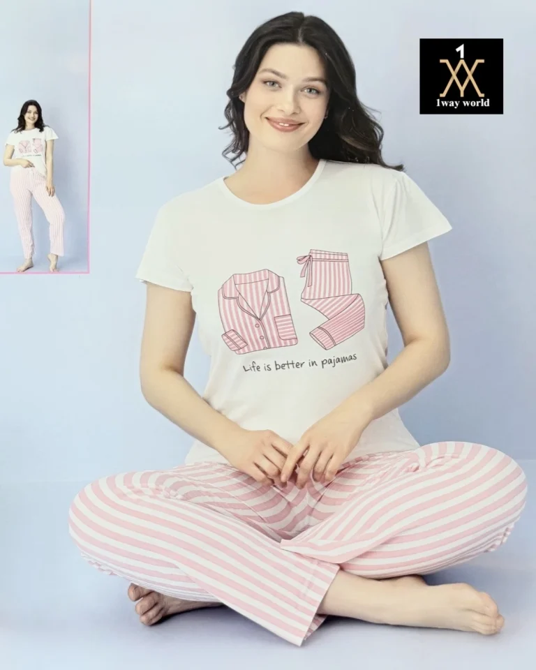 بجامة نسائية تركية – تصميم مخطط أنيق