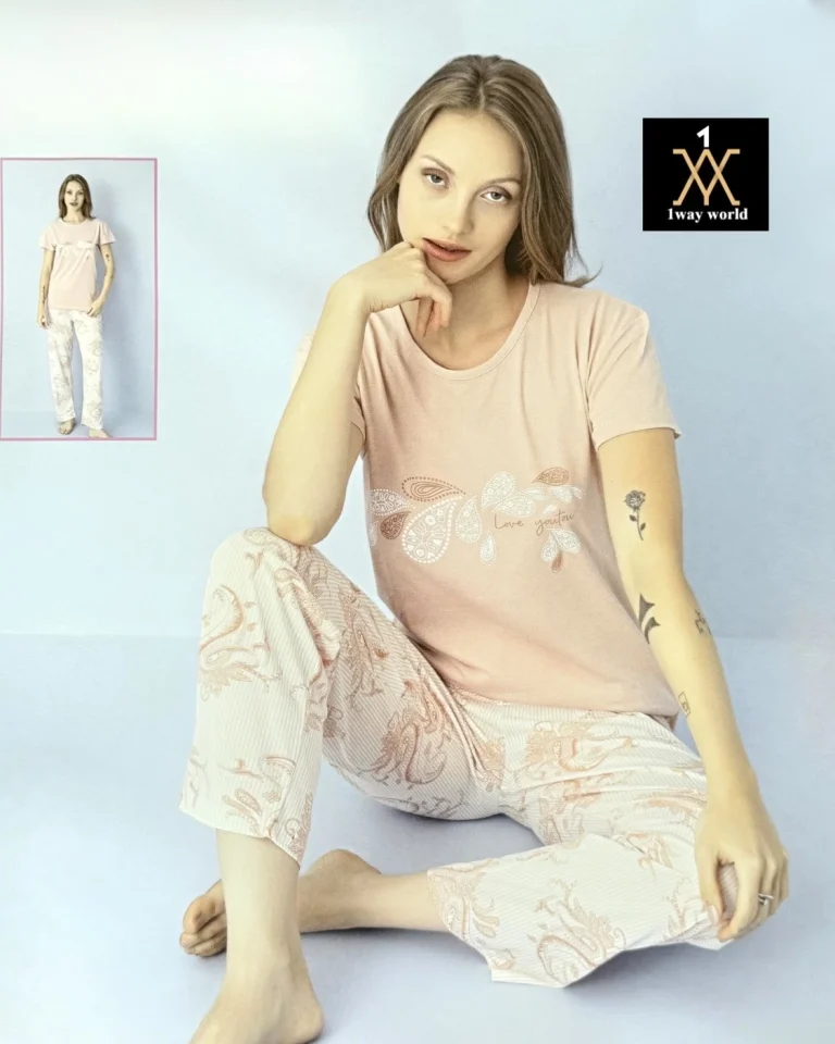 بيجاما نسائية بطابع زهري – صناعة تركية