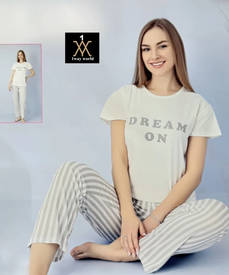 بيجاما نسائية بتصميم مميز– صناعة تركية من قطن ناعم