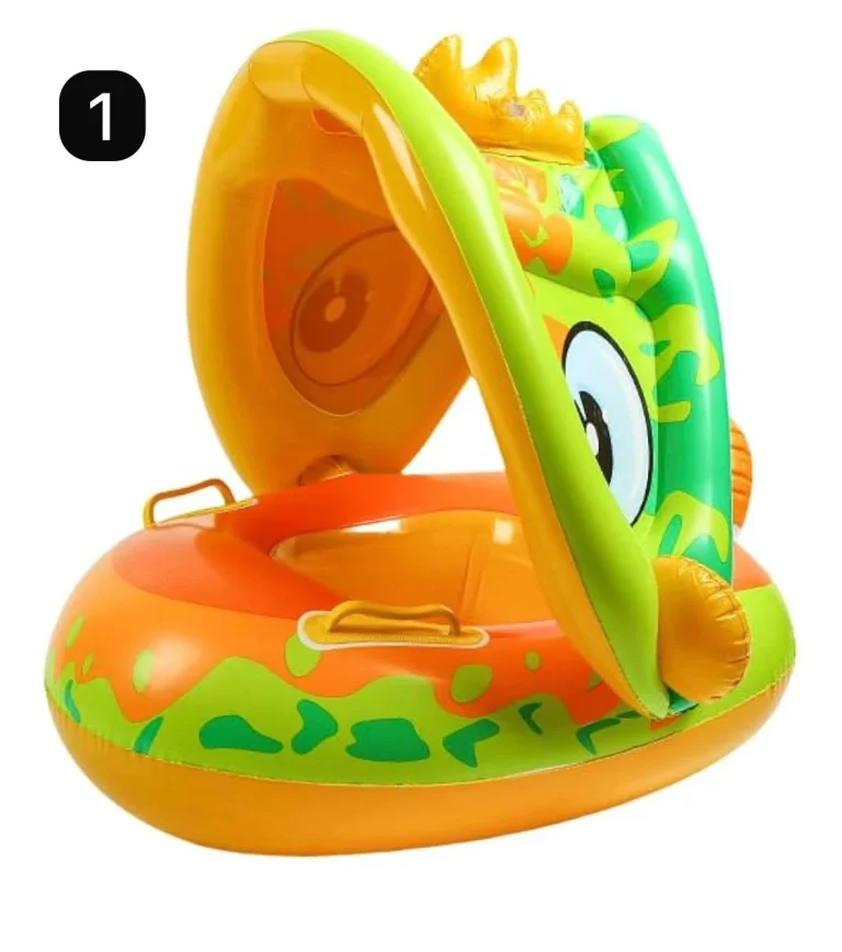 عوامة أطفال قابلة للنفخ مع مظلة واقية – تصميم مرح وآمن للسباحة