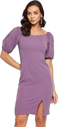 فستان سادة بقصة ضيقة ورقبة على شكل حرف V حريمي من ميس اوليف، موديل (MOSS22D16-01