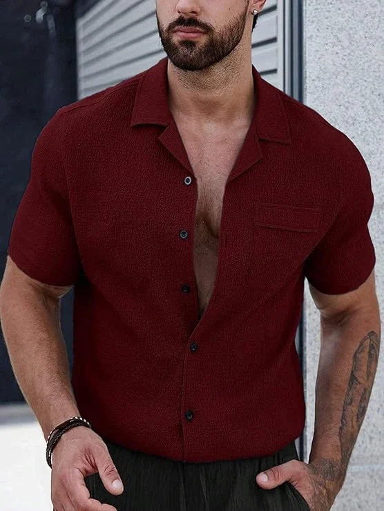 قميص كاجوال أنيق للرجال من ليميو، مقاس 2XL، بلون مارون، (D-Crush-16-23)