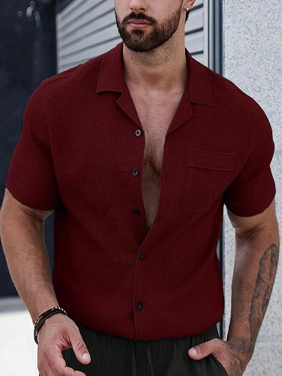 قميص كاجوال أنيق للرجال من ليميو، مقاس 2XL، بلون مارون، (D-Crush-16-23)