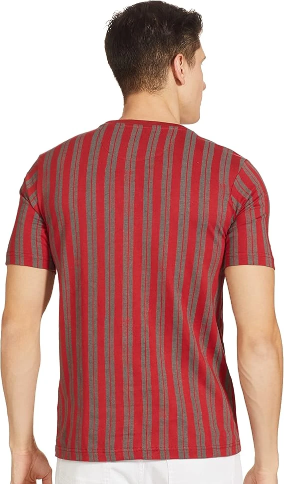 تيشيرت انكاست دنيم كو للرجال مخطط مصمم بقصة عادية