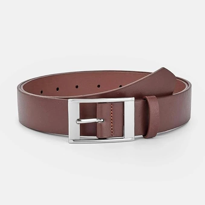 حزام بتصميم بسيط بإبزيم إبرة للرجال، حزام خصر بلون أسود للملابس الكاجوال والرسمي