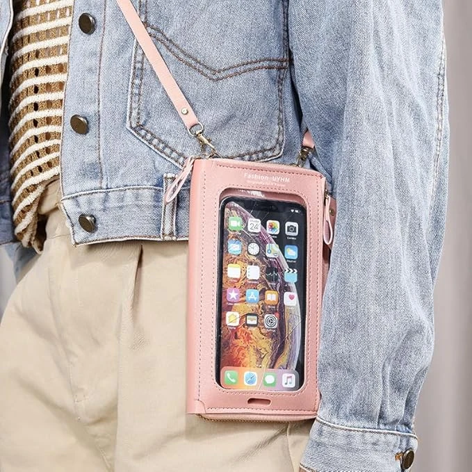 شنطة موبايل بشاشة تعمل باللمس للنساء، محفظة هاتف لطيفة من البولي يوريثين، شنط كر