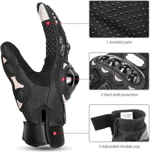 قفازات دراجة نارية للرجال، خفيفة الوزن ومقاومة للماء وفتح الشاشة اللمسية، مرنة و