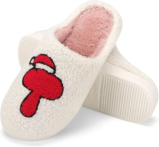 شبشب مريح من الميموري فوم للنساء بتصميم حروف شخصية من القطيفة الناعمة والدافئة ل