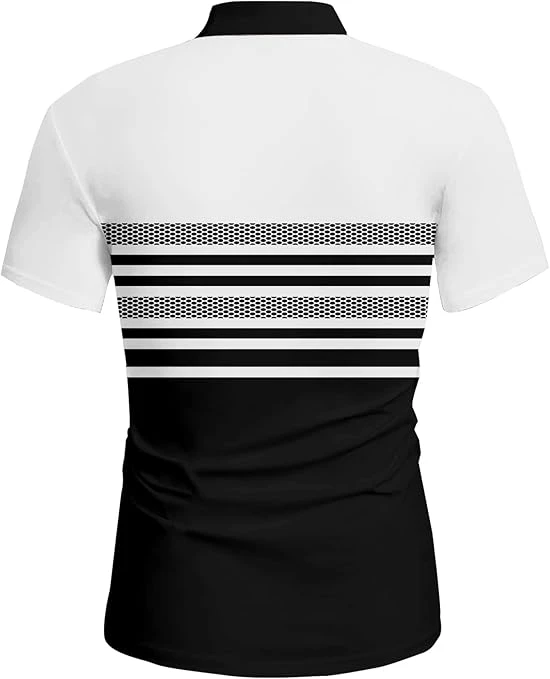تي شيرت بولو جولف كاجوال سريعة الجفاف وخفيفة الوزن بياقة وطباعة ثلاثية الأبعاد ب