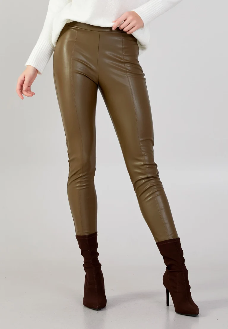 ليغينز جلد صناعي عالي الخصر