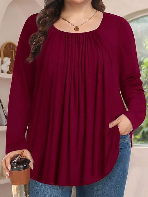 بلايز تونيك كاجوال بمقاس كبير بأكمام طويلة للنساء مقاس اكس لارج – 5 اكس لارج