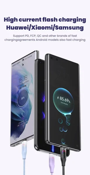 شاحن سلكي مقوى سريع قوة 100w بمنفذ type-c
