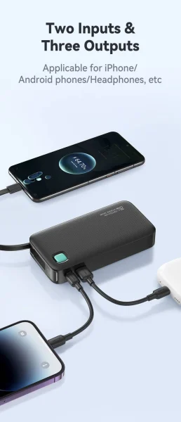 شاحن متنقل بثلاث مخارج للشحن سريع 20w