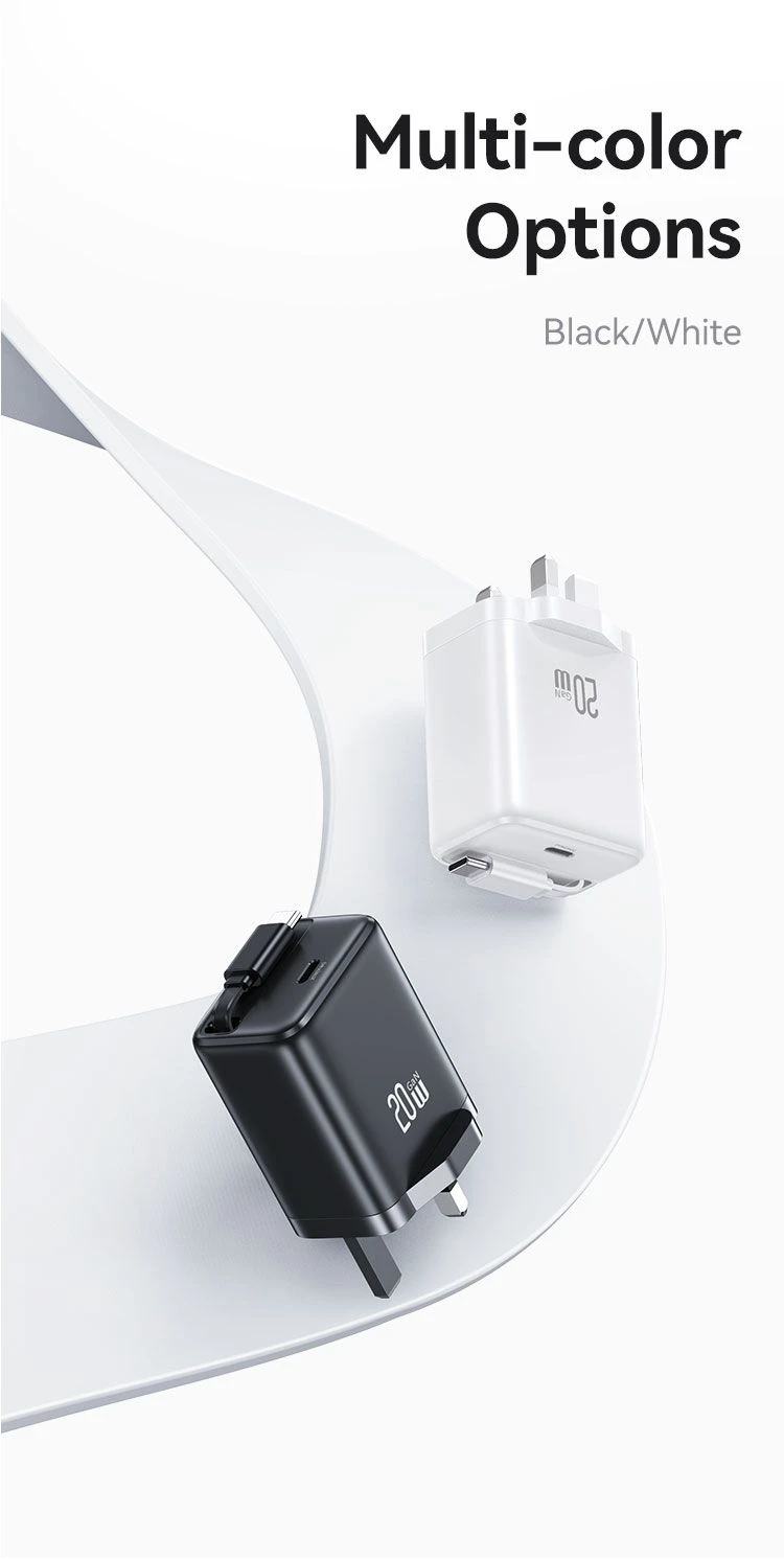 شاحن USAMS 20W مع كابل Type-C قابل للسحب