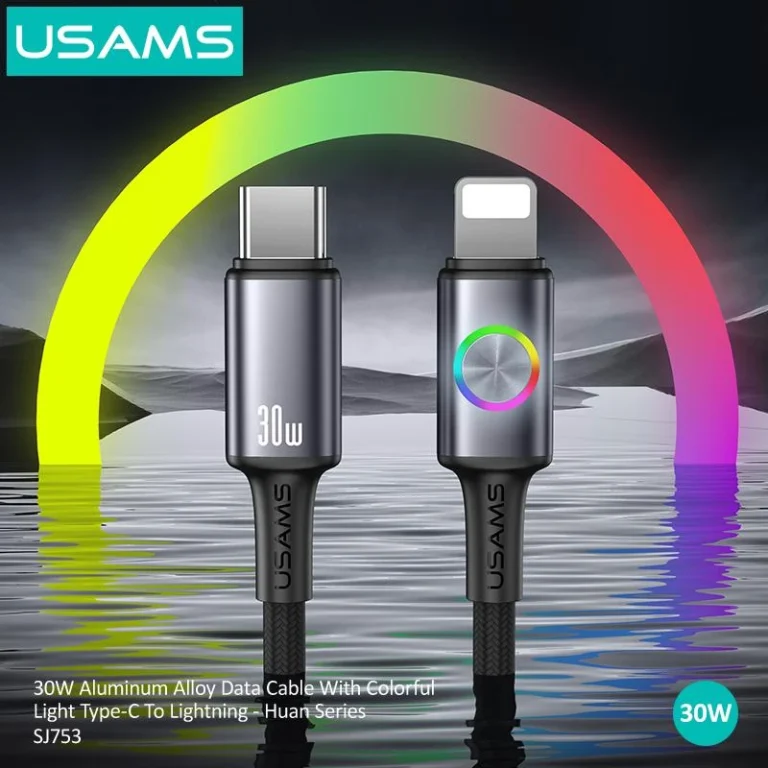 كابل USAMS SJ753 – Type-C إلى Lightning، شحن سريع 30W