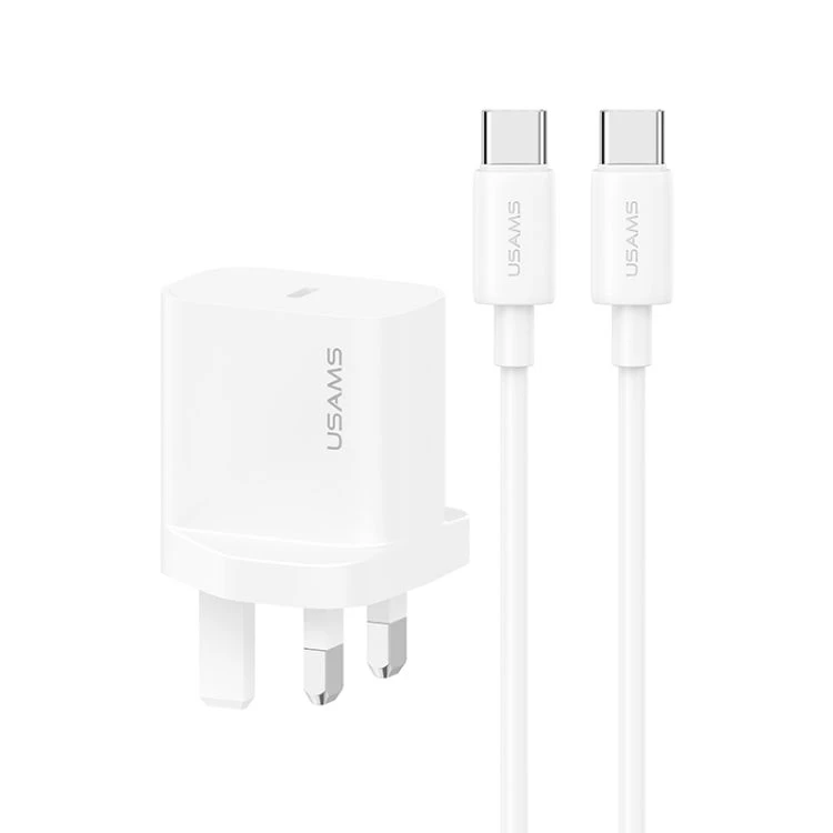 USAMS طقم شاحن سريع Type-C إلى Type-C (UK Plug)