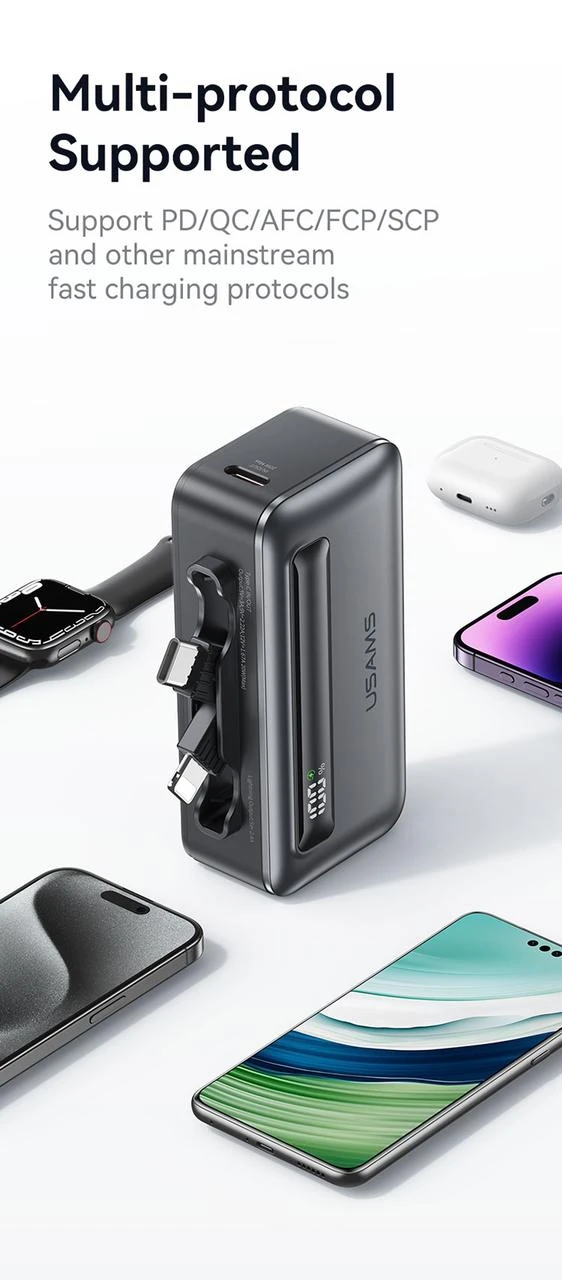 باور بانك اسود USAMS 20W متعدد المنافذ20W