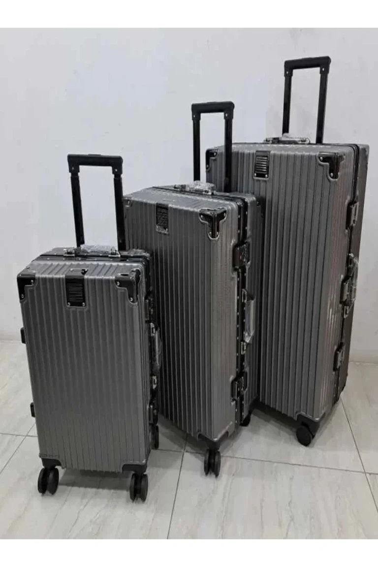 طقم شنط سفر 3 أحجام بقفل TSA – رمادي غامق
